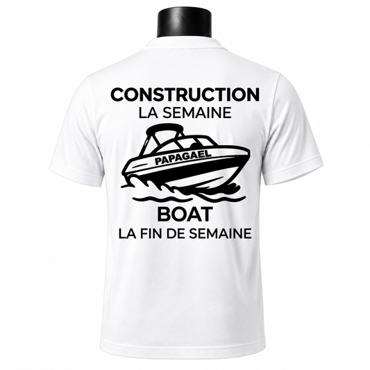 Chandail Officiel Blanc– Construction la semaine, Boat la fin de semaine