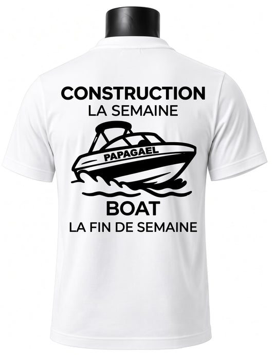Chandail Officiel Blanc– Construction la semaine, Boat la fin de semaine