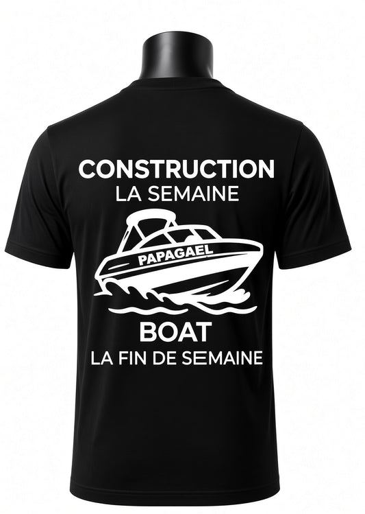 Chandail Officiel Noir – Construction la semaine, Boat la fin de semaine
