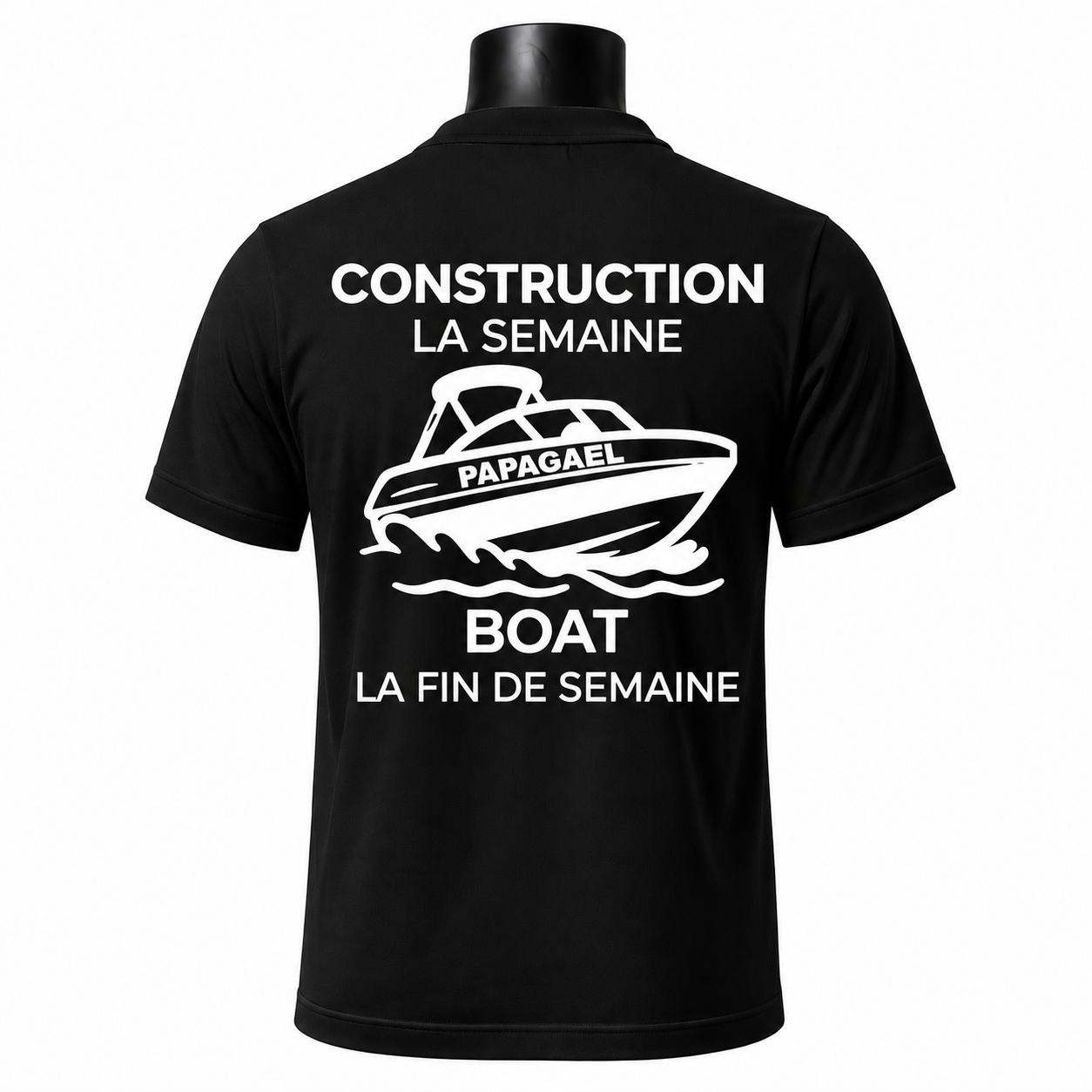 Chandail Officiel Noir – Construction la semaine, Boat la fin de semaine